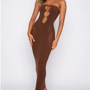 Brown Midi Dress White Fox Boutique